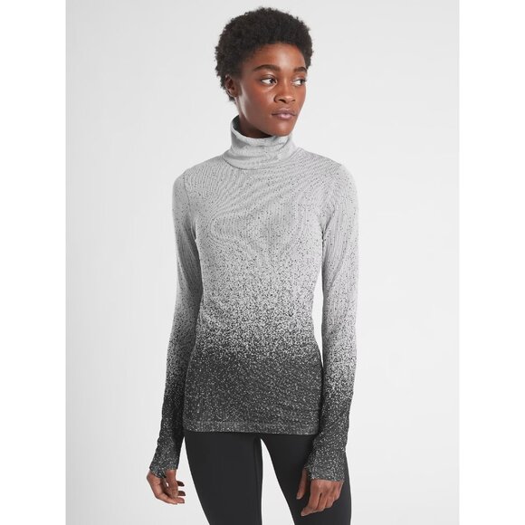 Athleta Tops - Athleta XL Flurry Blizzard Gradient Turtleneck Gray Black Fitted Seamless GUC